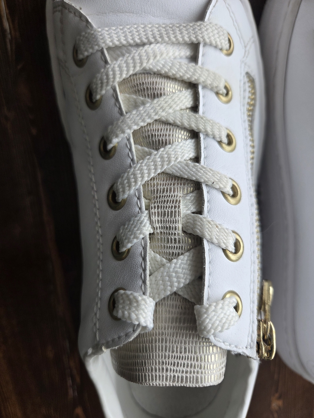 White Rieker Leather Zip Lace Comfort Sneakers |EU 40| Excellent Condition - Picture 7 of 14